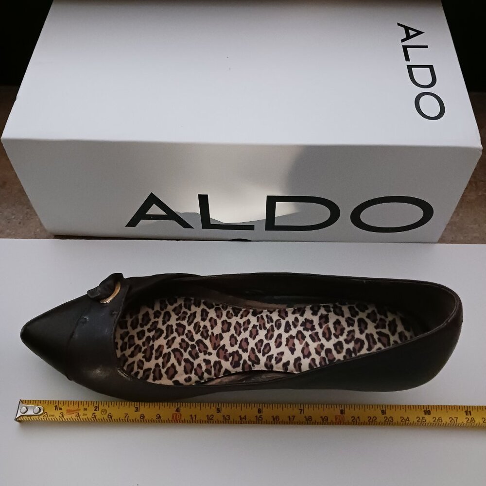 ALDO Rochlin-22 Low Wedge Heel Leather Dress Formal Shoes Brown Size 7/38 B - Picture 11 of 15